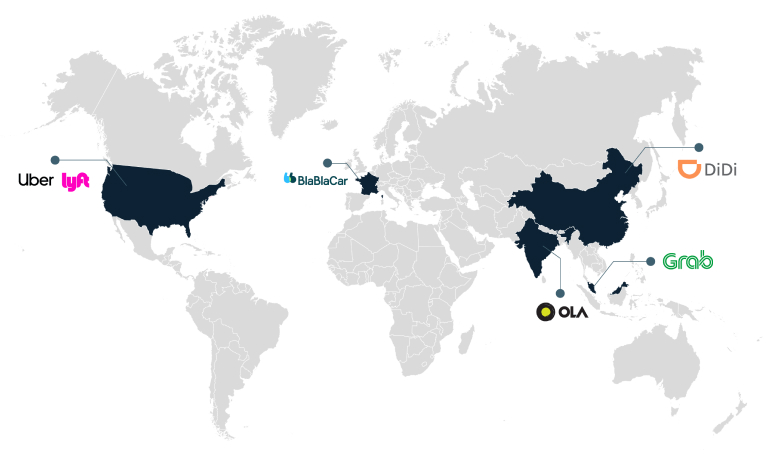 Leading e-hail service providers across the world in 2012