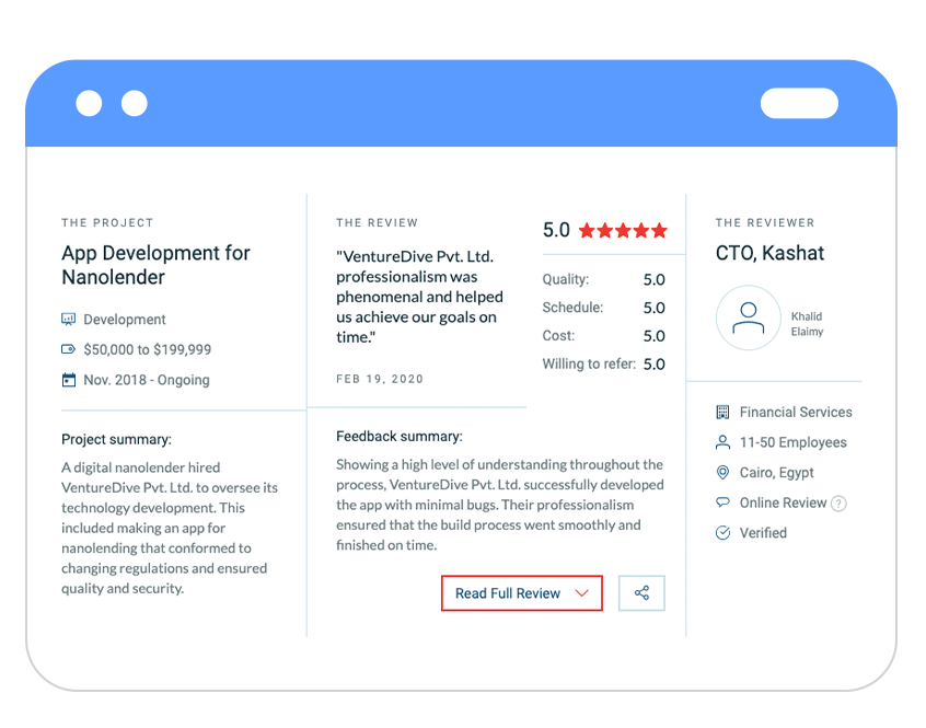 Kashat reviews VentureDive on Clutch